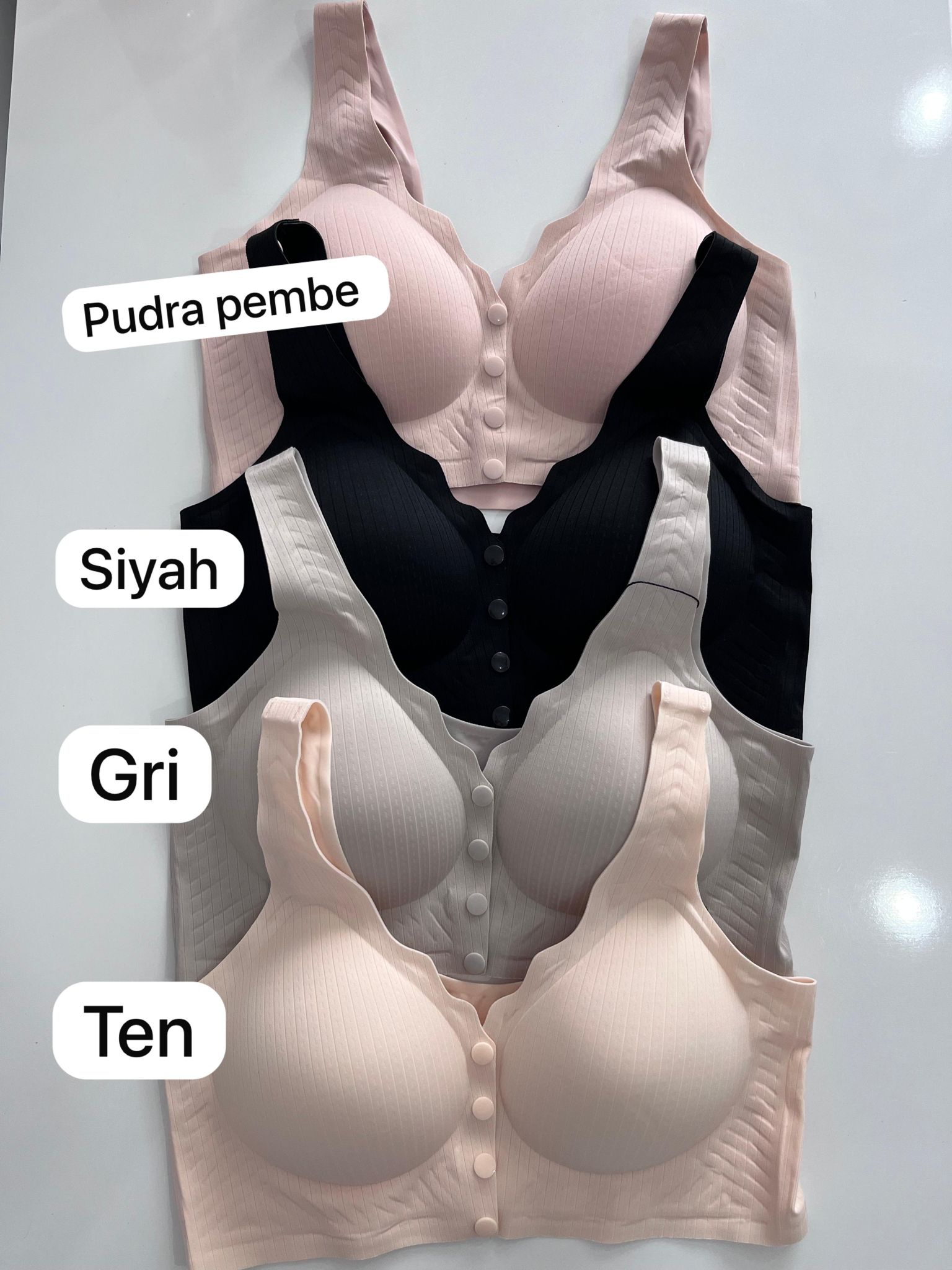 Lazer Kesim Dikişsiz Önden Düğmeli Sütyen