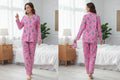 Desenli Düğmeli Süet Pijama Takımı