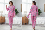 Desenli Düğmeli Süet Pijama Takımı