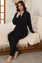 Milan Kumaş Yıldızlı Gömlek Yaka Pijama Takımı